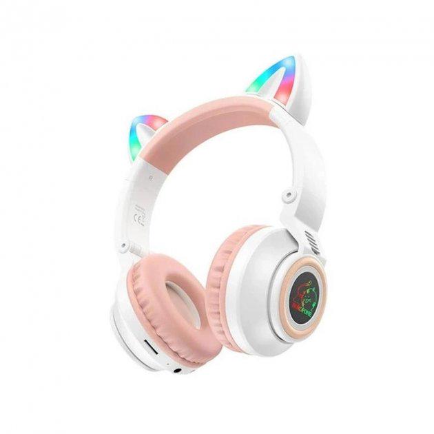 Наушники беспроводные Borofone BO18 Cat ear Bluetooth headphones White (61423)