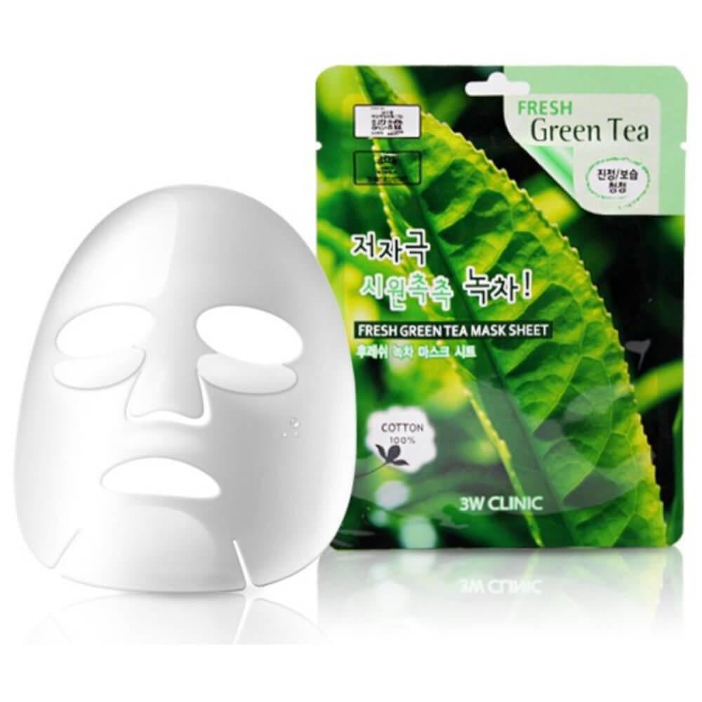 Маска для обличчя 3W Clinic Fresh Green Tea Mask Sheet з екстрактом зеленого чаю 1 шт. (1239302524)