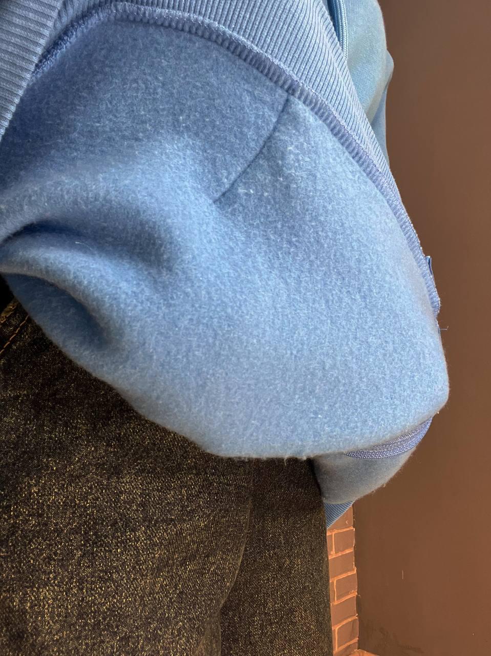 Толстовка жіноча QUZEN 482 подовжена на блискавці капюшон базова фліс утеплена OS Блакитний (993) - фото 4