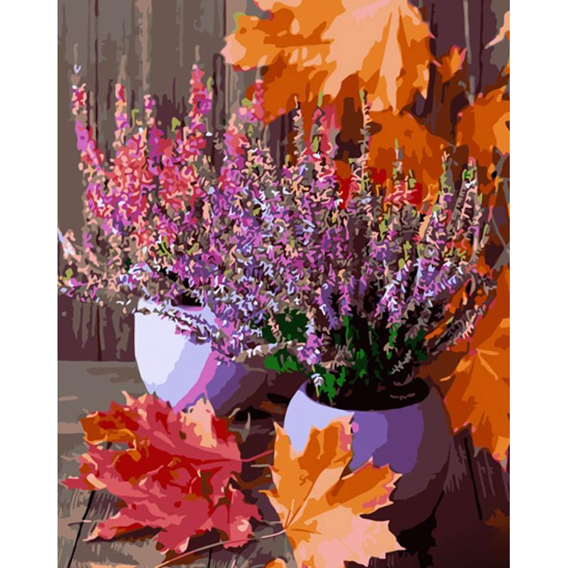 Картина по номерам Strateg Премиум Букет лаванды с лаком и уровнем 40x50 см (Str-GS1371)