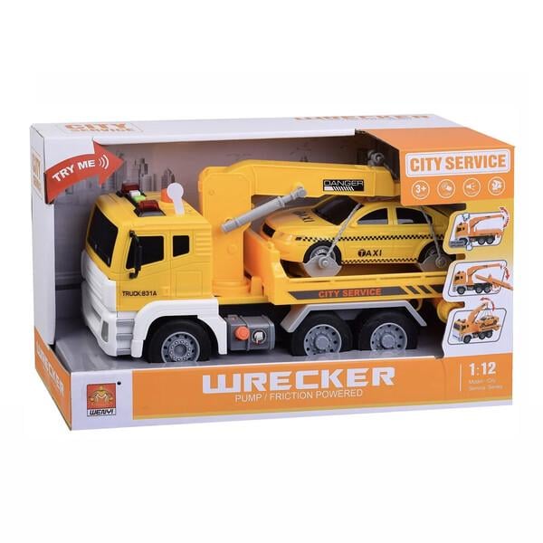 Машинка евакуатор WENYI 30 см з машинкою таксі Жовтий (59977) - фото 5 Машинка евакуатор WENYI 30 см з машинкою таксі Жовтий (59977) - фото 5