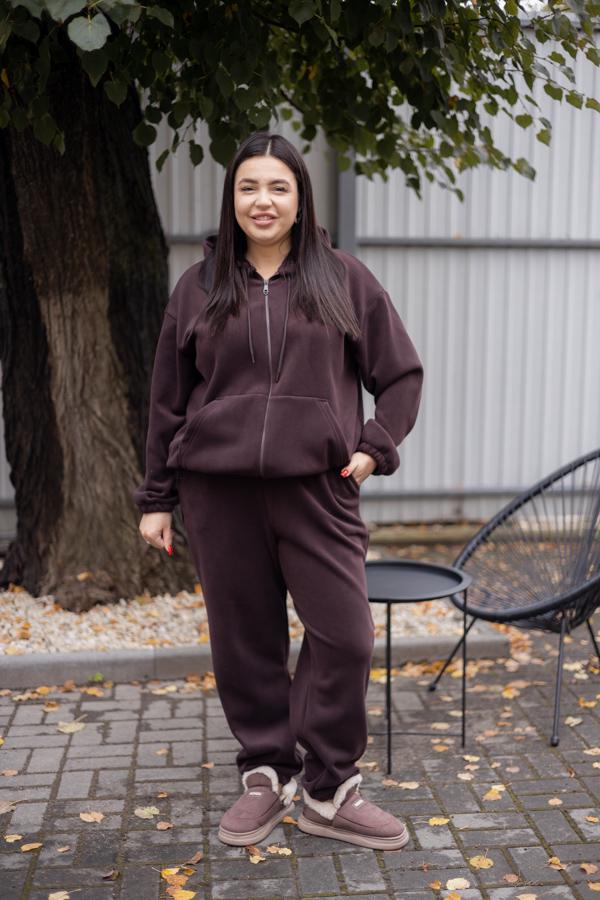 Спортивный костюм женский AKSAN зимний флисовый двойка L Темно-коричневый (25.2789_dark-brown_46(L))