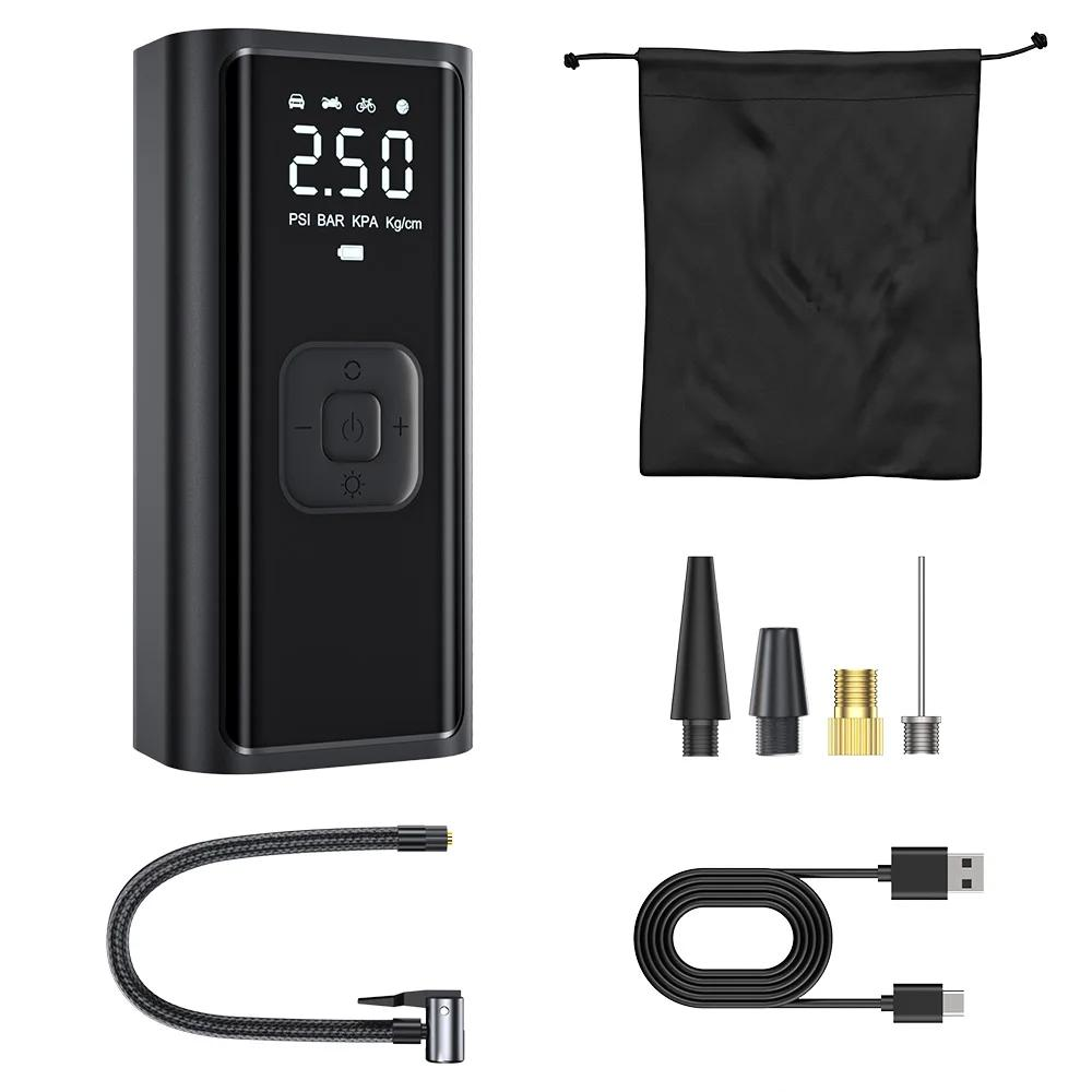 Автомобильный аккумуляторный насос Cafele VC-027 100W TypeC с функцией PowerBank с фонариком и переходниками Черный