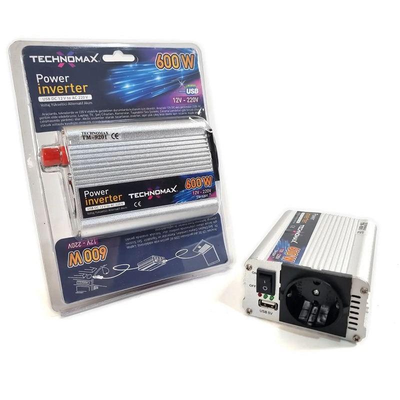 Інвертор перетворювач напруги Technomax TM-9201 12 V DC-220 V AC 600 W апроксимована синусоїда - фото 4 Інвертор перетворювач напруги Technomax TM-9201 12 V DC-220 V AC 600 W апроксимована синусоїда - фото 4