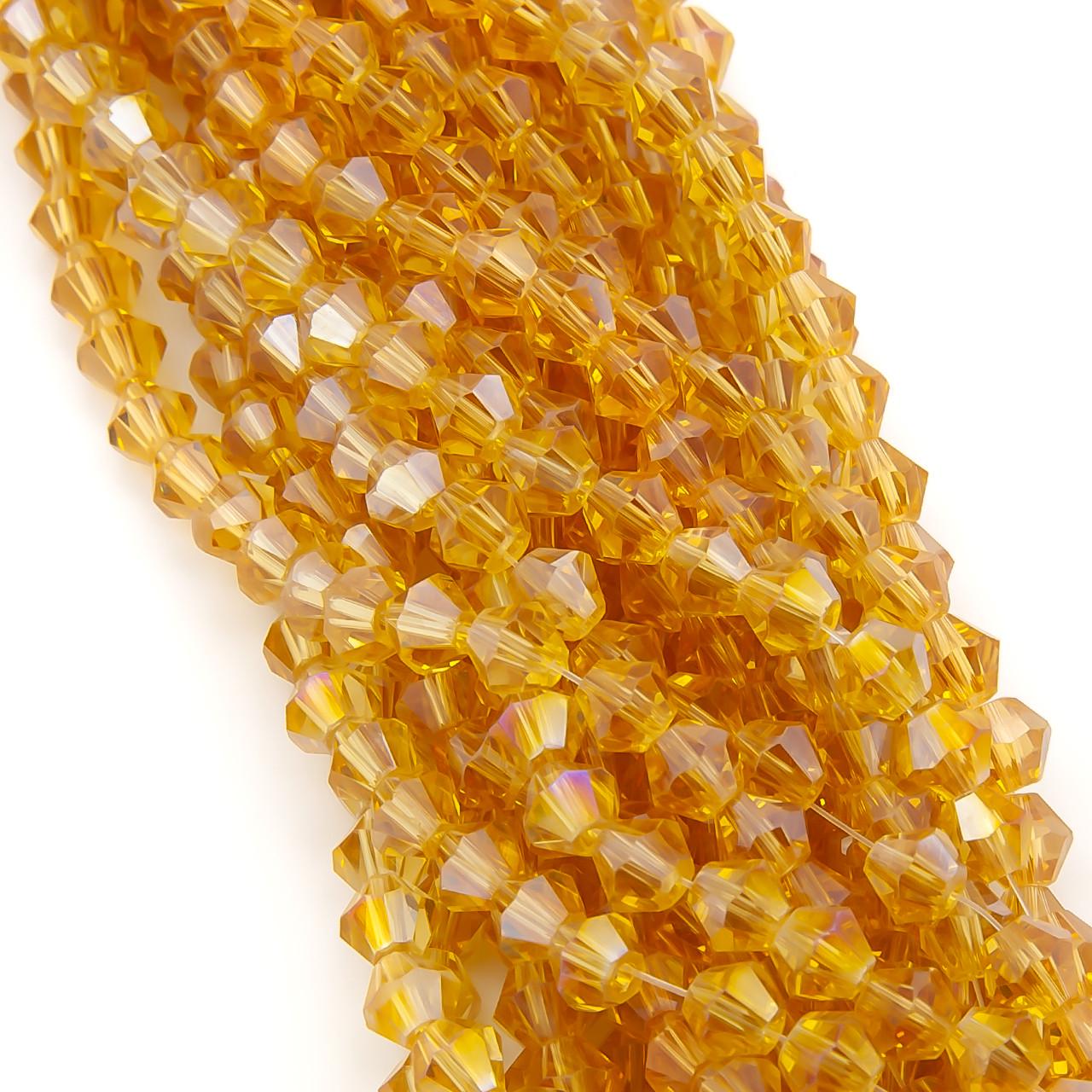 Бусины хрустальные Биконус 4х4,2 мм 95 шт. Рыжий (БИ0004к19)