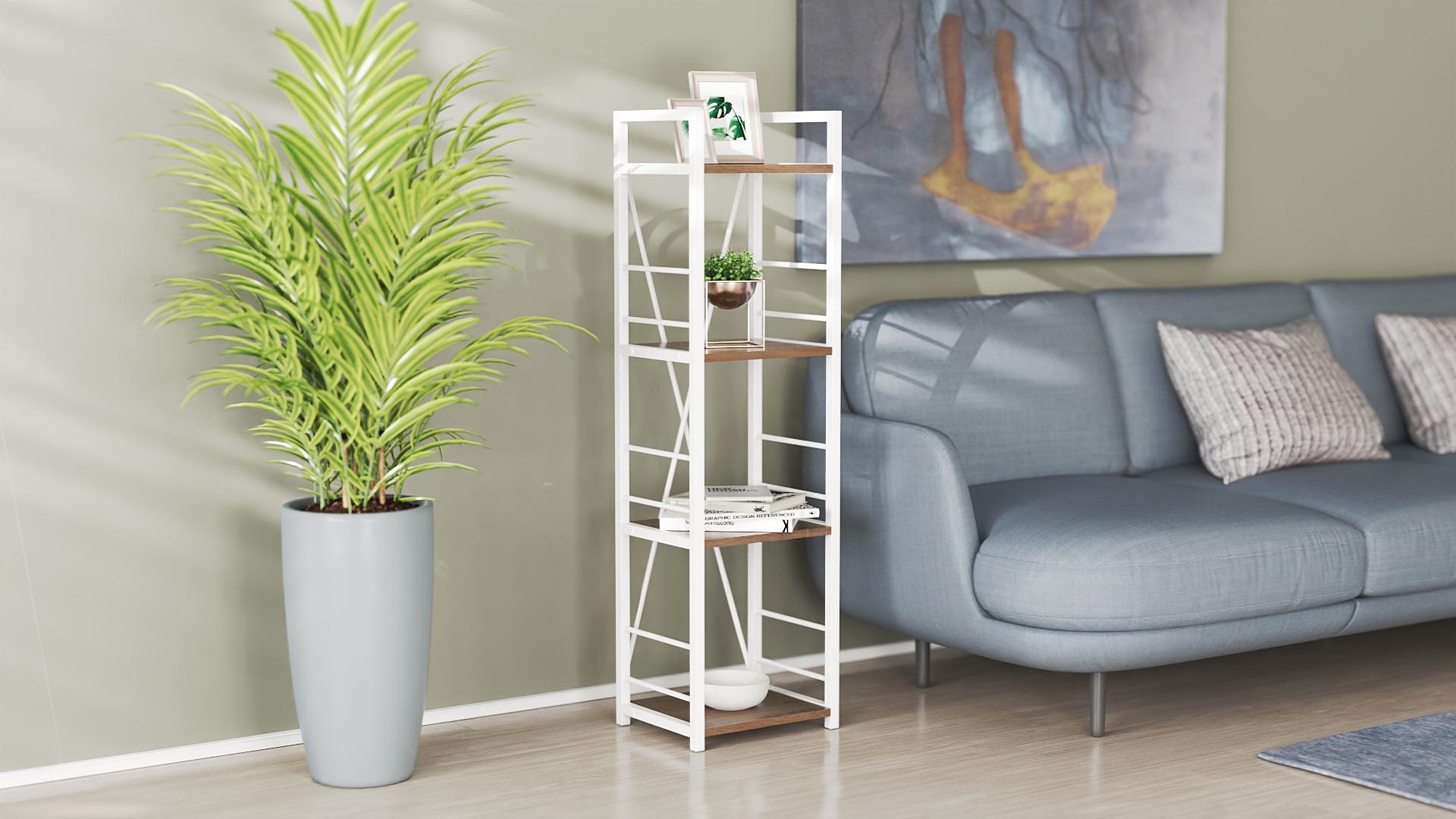 Этажерка Ferrum-decor Коннект 4/34 ДСП 16 мм 120x34x28 см Белый/Дуб Сонома Трюфель (FRD-104281)