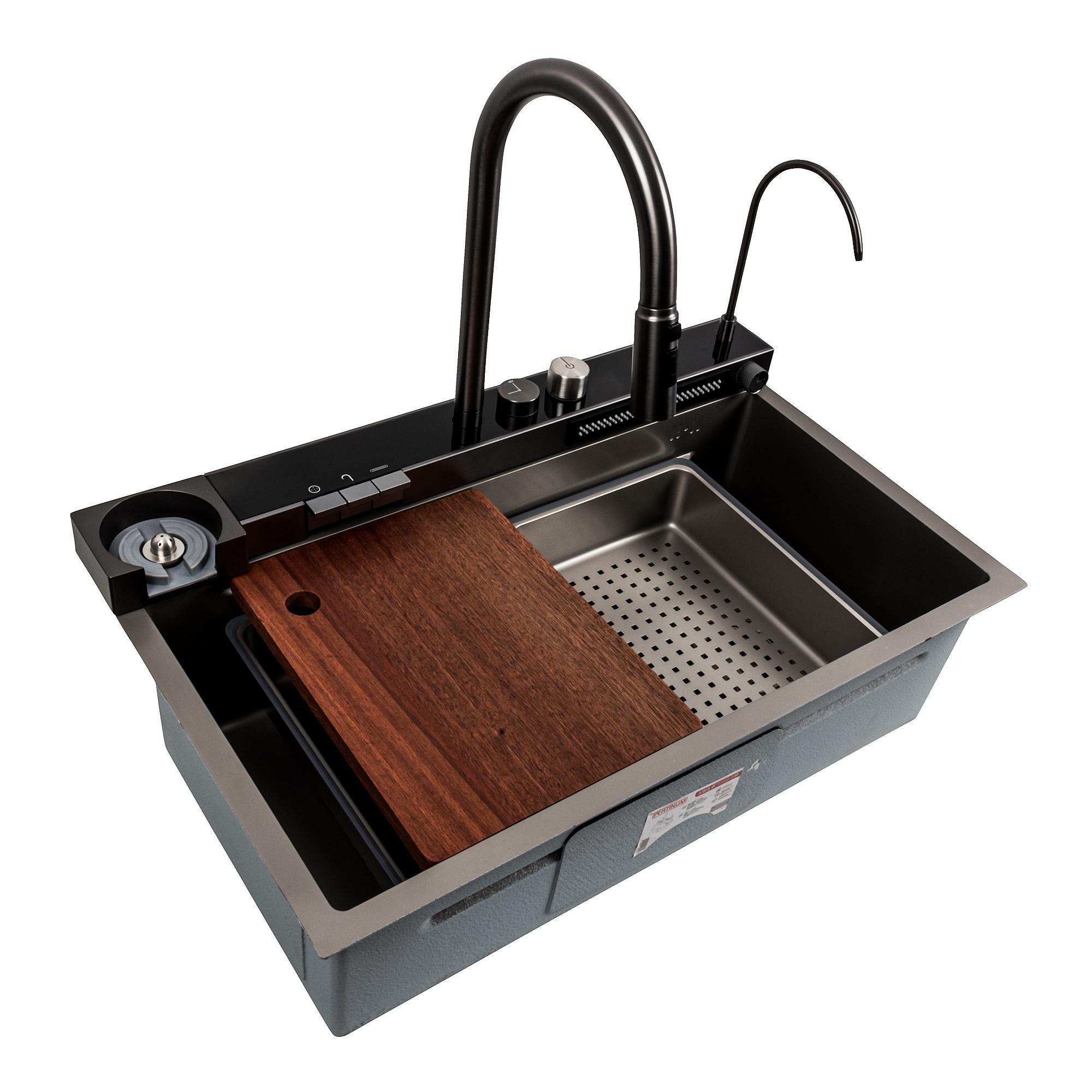 Мойка для кухни Platinum Handmade D PVD 75x46 см Серый (000041260)