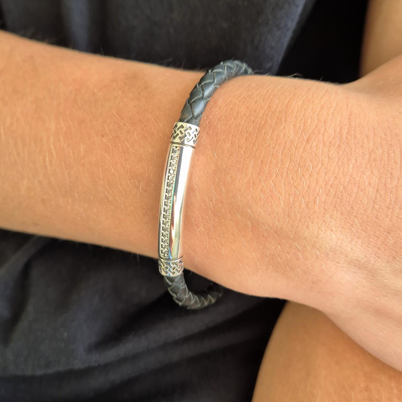 Браслет шкіряний срібло 925 проби чорнене 12,67 г 22 см (597б) - фото 6 Браслет шкіряний срібло 925 проби чорнене 12,67 г 22 см (597б) - фото 6