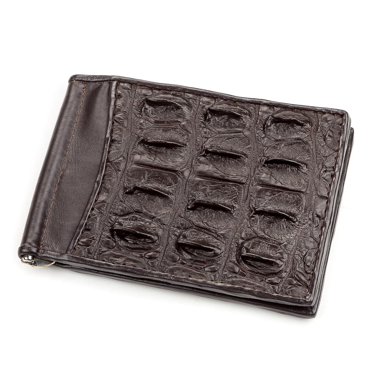 Зажим для денег Crocodile Leather 18170 из натуральной кожи крокодила Коричневый Зажим для денег Crocodile Leather 18170 из натуральной кожи крокодила Коричневый