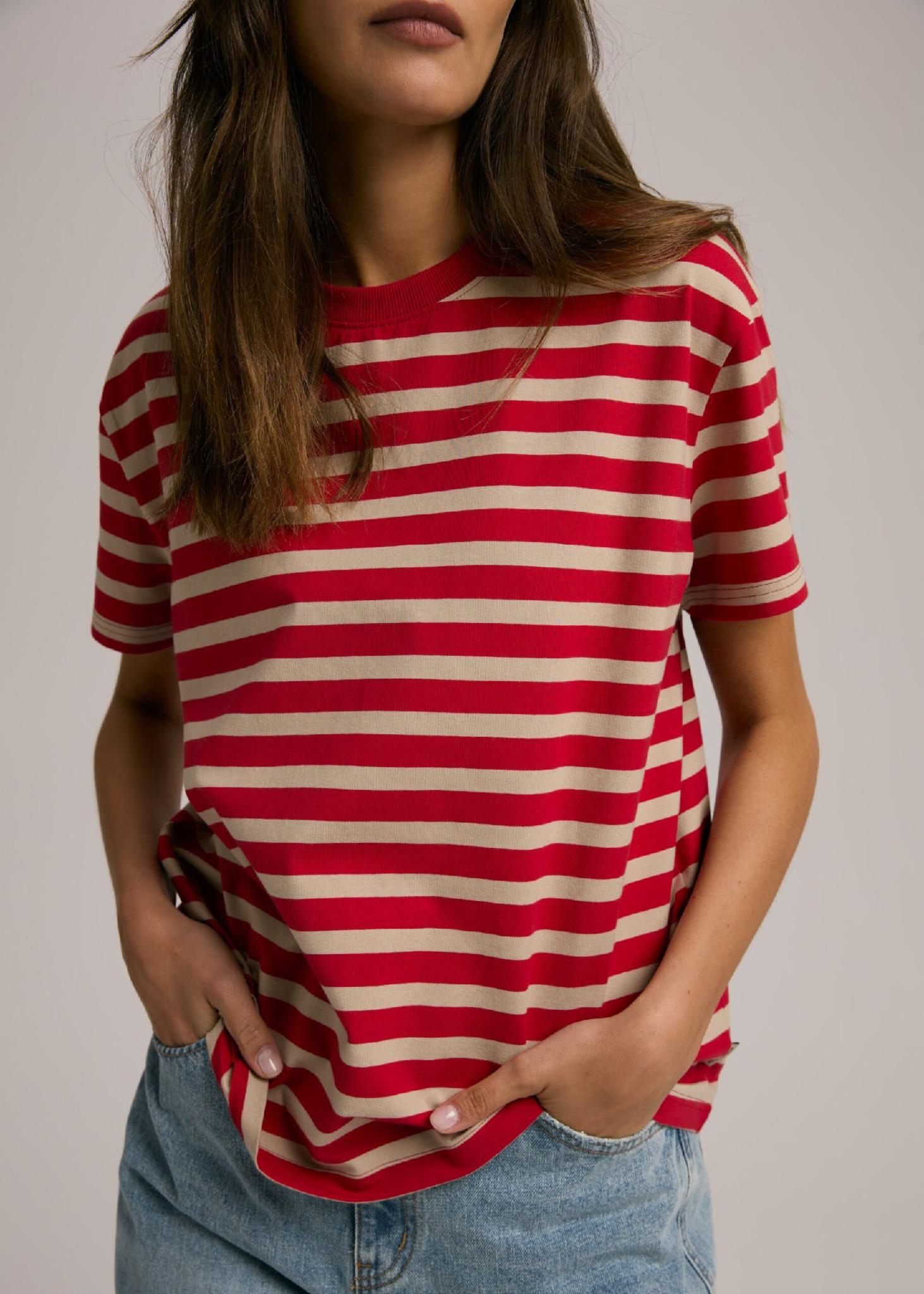 Футболка женская Diverse VIRRTA полосатая XL Красный (5905384173164)