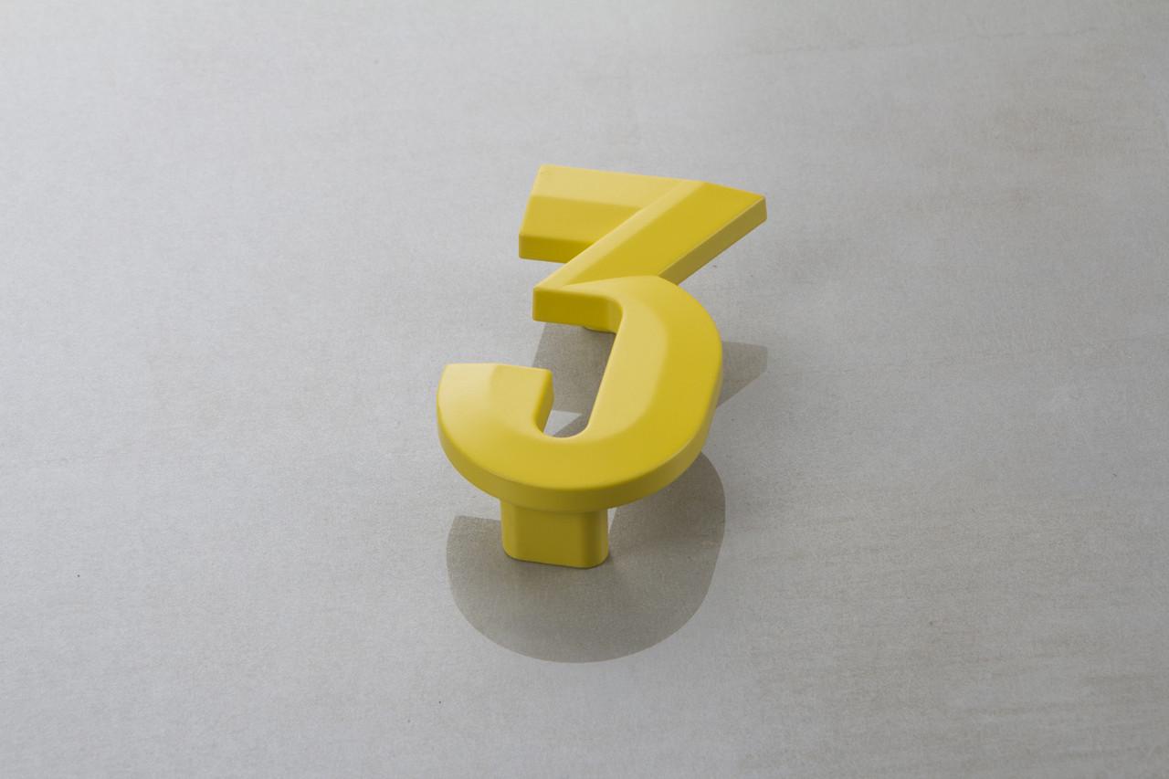 Мебельная ручка Poliplast цифра Тройка РП-3 Желтый глянцевый (16384)