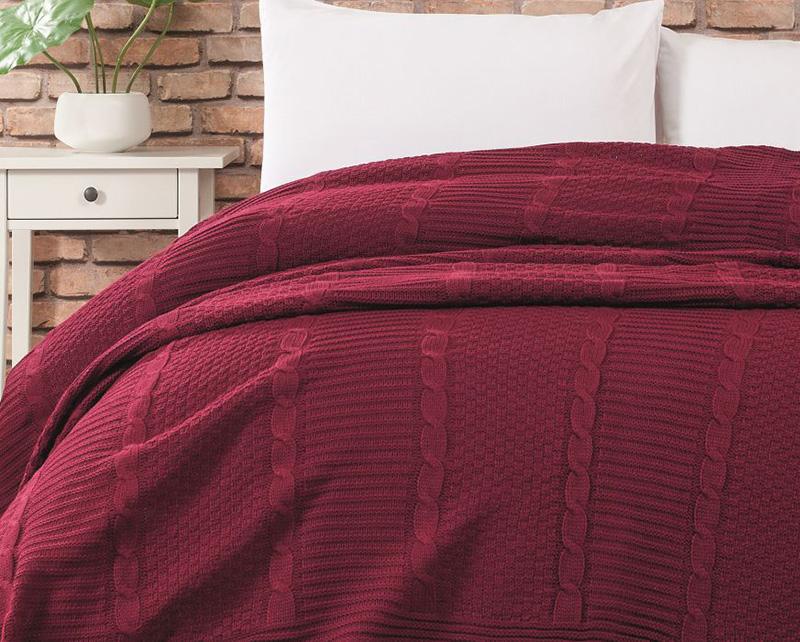 Плед вязаный Belizza Bordo 220х240 см (SA-7098)