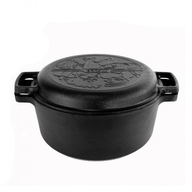 Кастрюля чугунная крышка-сковорода чугунная Brizoll P-4L-3 4л (NA000084)