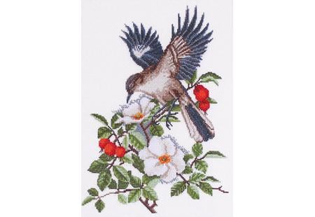 Набор для вышивки крестом Птица в шиповнике (43)