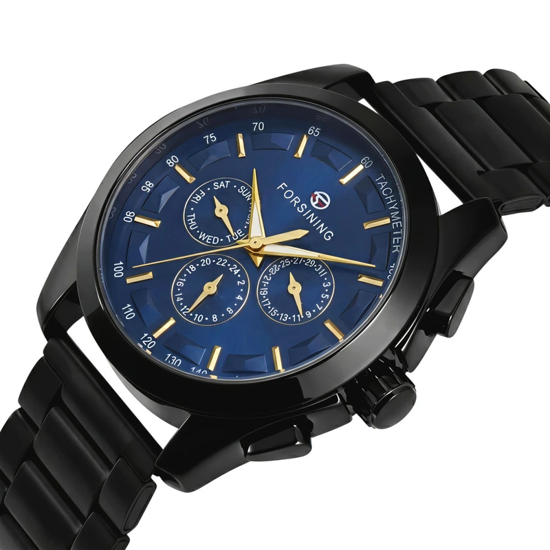 Годинник чоловічий механічний Forsining Walker Limited Blue & Black 2 ремінці