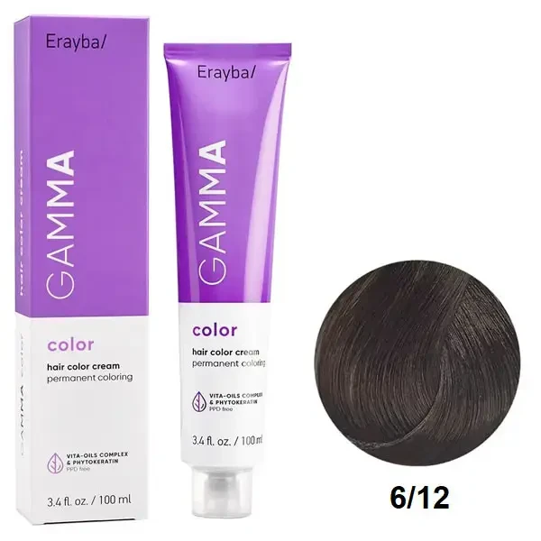 Краска для волос перманентная Erayba Gamma Color Cream 6/12 Темно-коричневый 100 мл