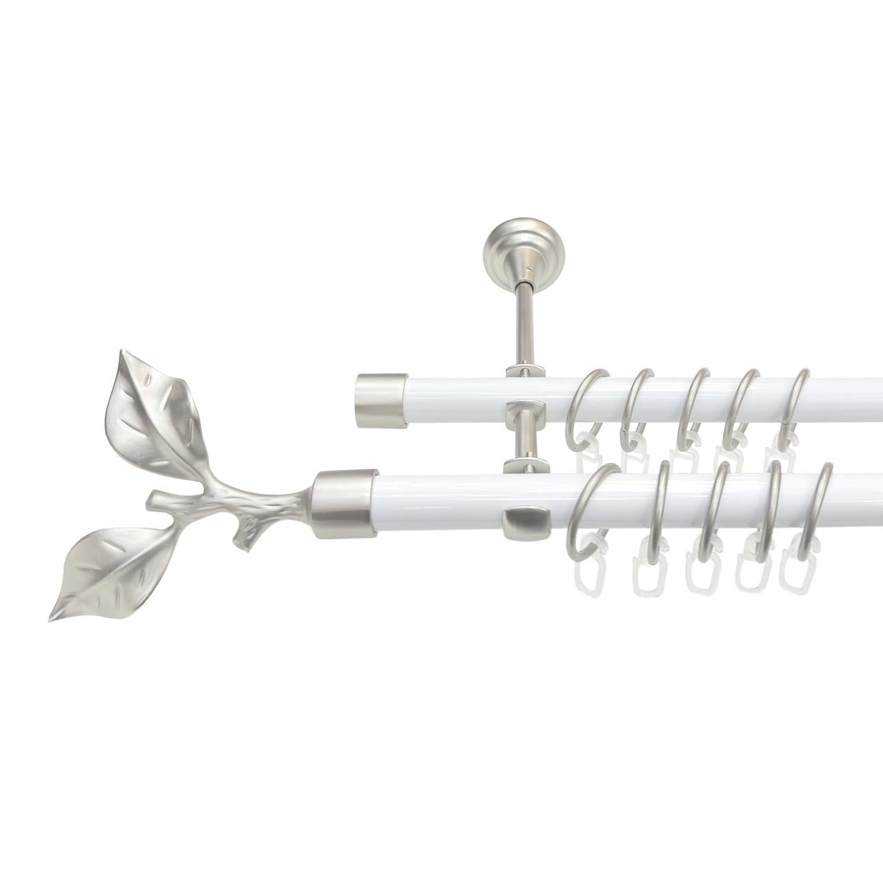 Карниз для штор Orvit Листок розы двухрядный 25/19 мм 240 см Белый/Сатин (009-0984)