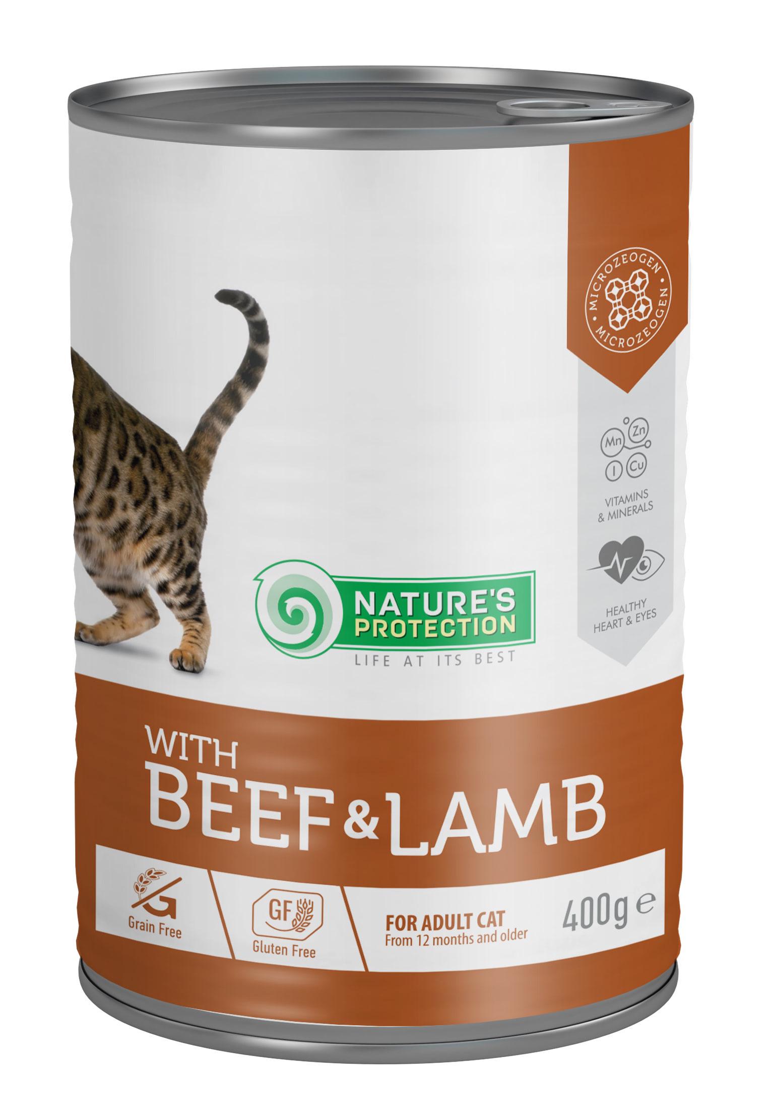 Корм влажный Nature's Protection with Beef&Lamb с говядиной и ягнем для кошек 400 г (KIK45607)