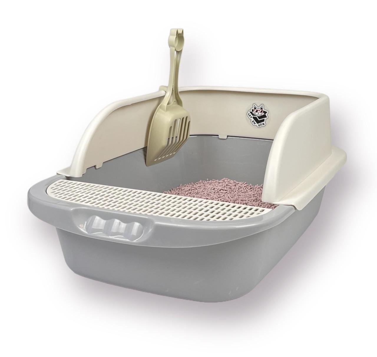 Лоток для котів CAT IN BOX з лопаткою 52х36х21,5 см Сірий (18552760) - фото 2 Лоток для котів CAT IN BOX з лопаткою 52х36х21,5 см Сірий (18552760) - фото 2
