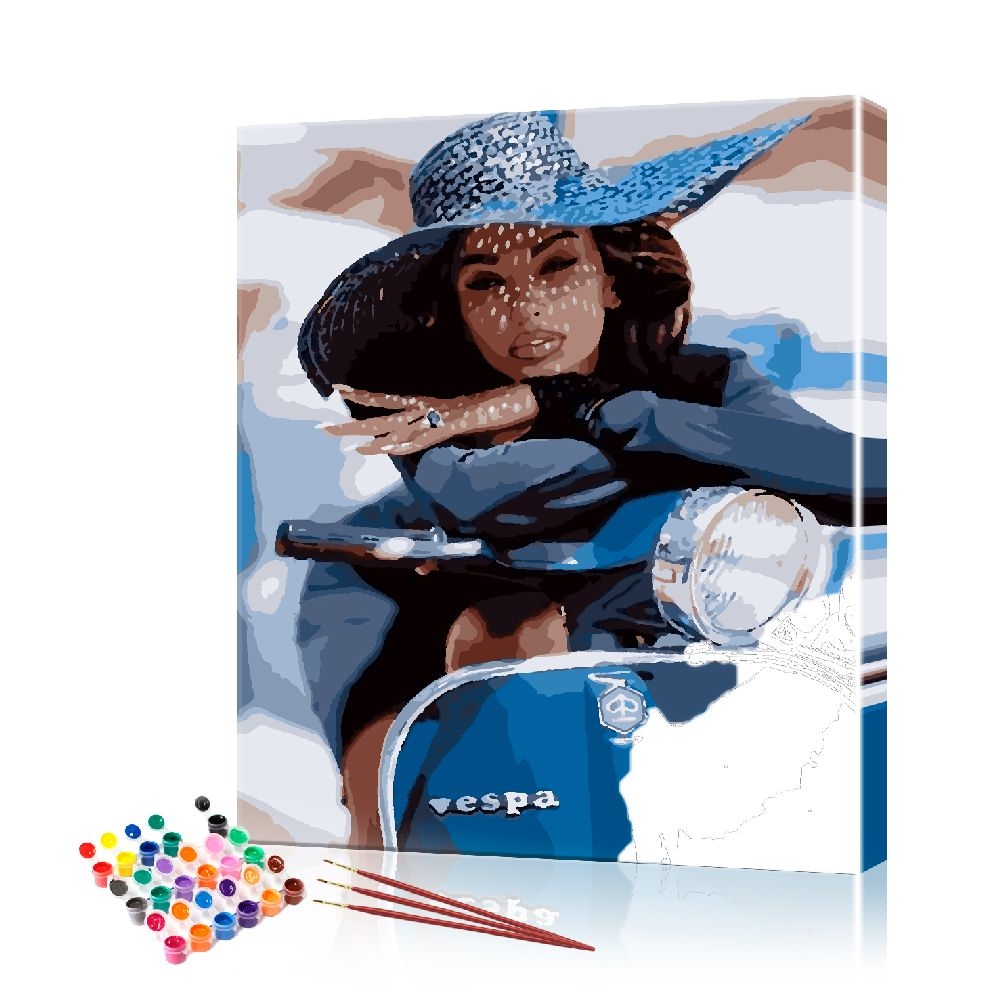 Картина по номерам ArtSale Девушка на мотороллере PBN0879 40х50 см