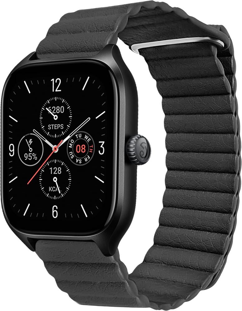 Ремінець шкіряний Genis для Amazfit GTS 4/Mini Black (29511-2B)
