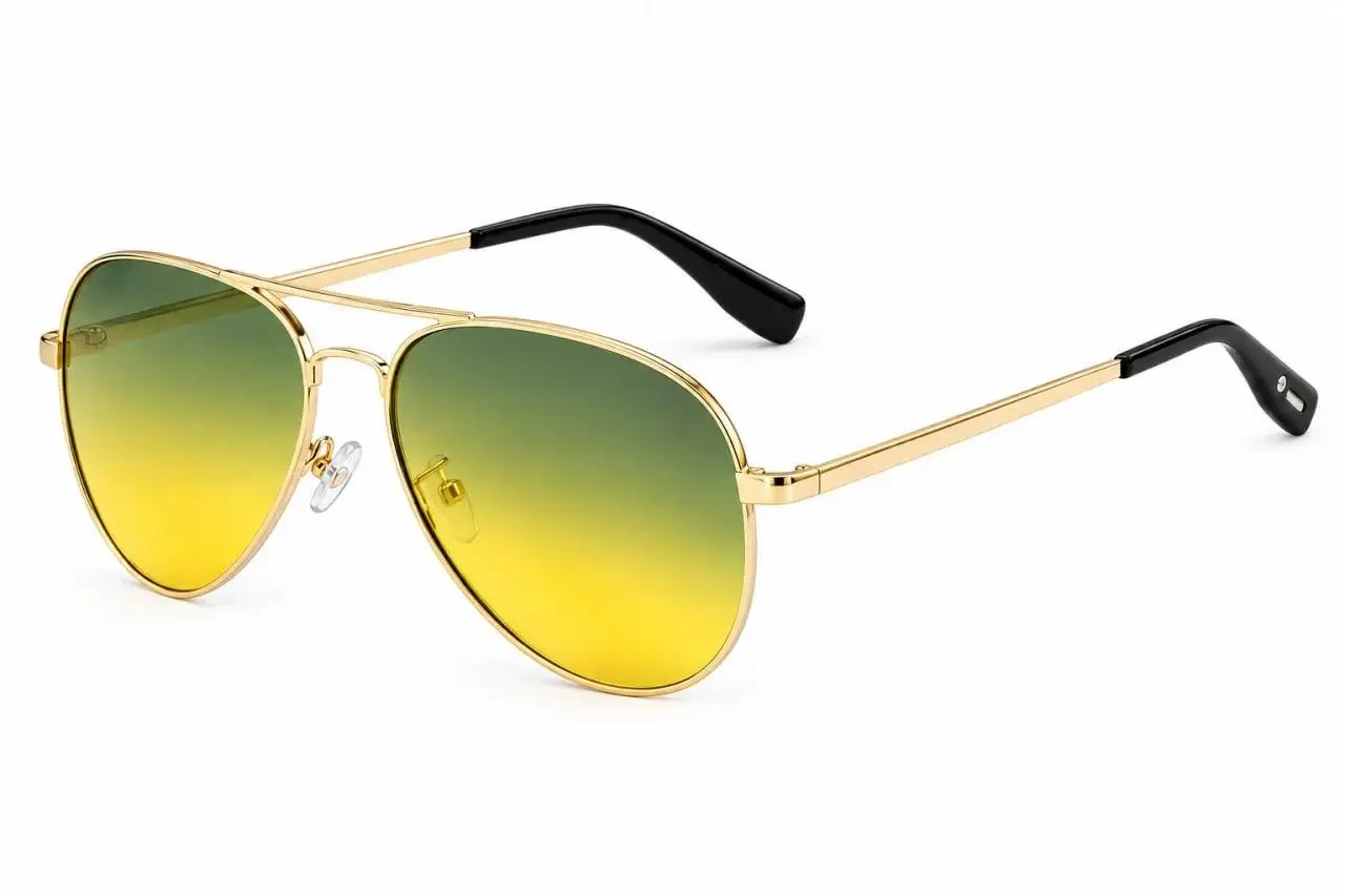 Очки авиаторы хамелеон CoolPandas фотохромные поляризационные для вождения антифары металлическая оправа линзы 63 мм футляр Золотистый