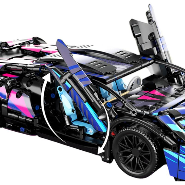 Конструктор гоночного автомобиля на радиоуправлении Lamborghini Cyberpunk с подсветкой 1314 дет. (22901203) - фото 5 Конструктор гоночного автомобиля на радиоуправлении Lamborghini Cyberpunk с подсветкой 1314 дет. (22901203) - фото 5