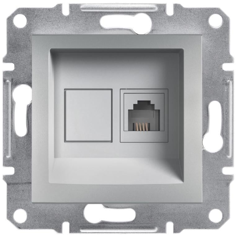 Розетка одинарна телефонна Schneider Electric RJ-11 Asfora Алюміній Розетка одинарна телефонна Schneider Electric RJ-11 Asfora Алюміній