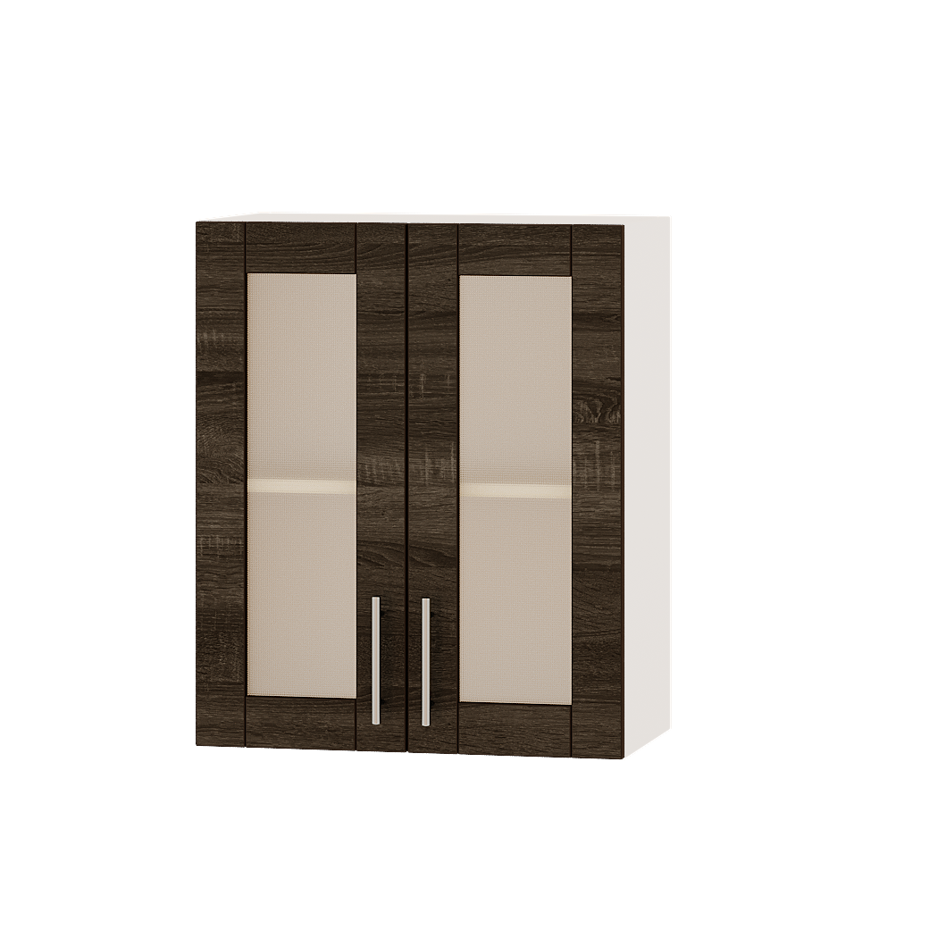 Шафа верхня Еверест Оптіма модуль Верх вітрина ВВ10-600 60х30х72 см Дуб Сонома Трюфель/Білий (01277)