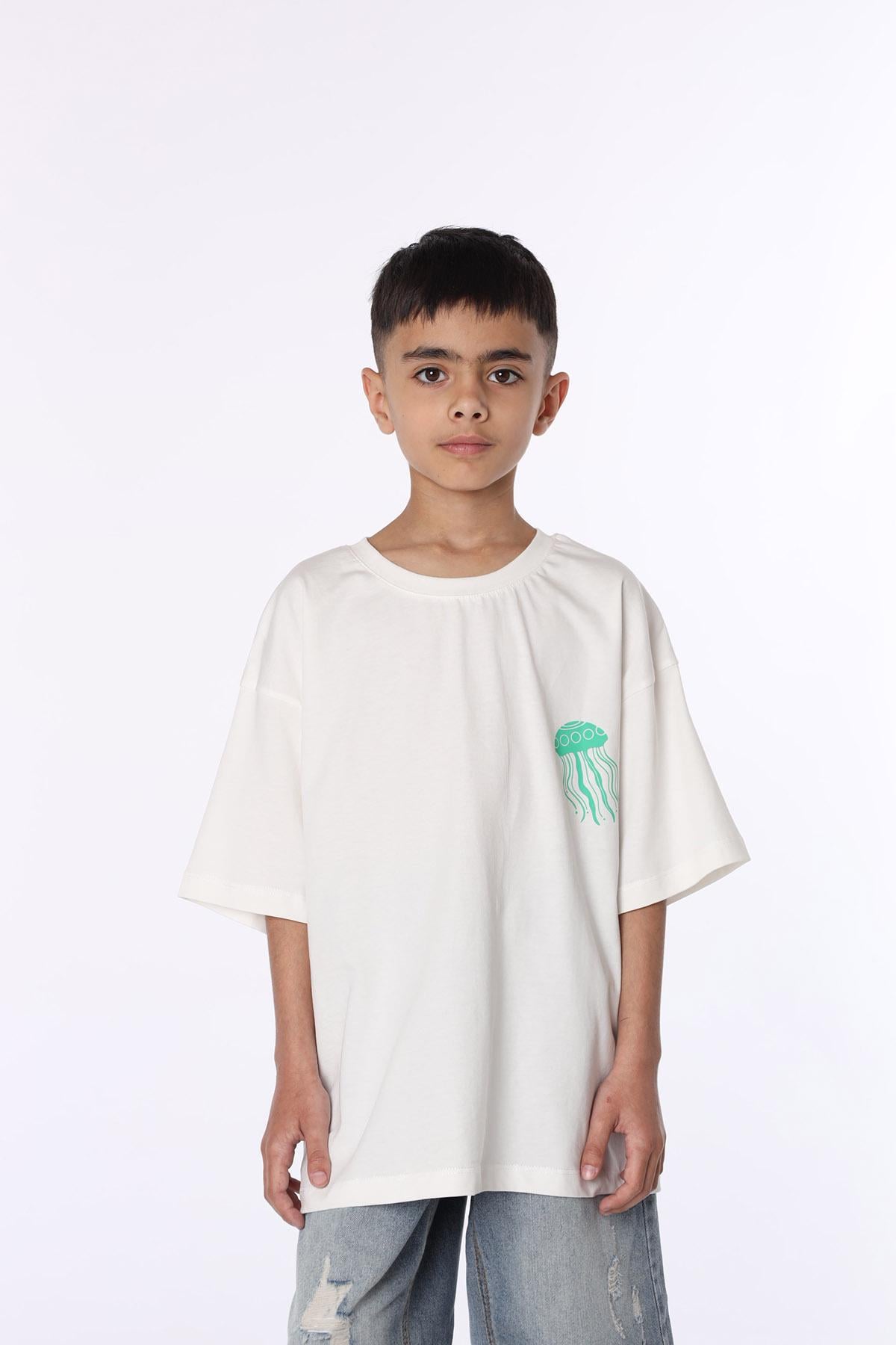 Футболка з коротким рукавом для хлопчика Yuki ЦБ-00294301 128 см Молочний (SKT001311373)