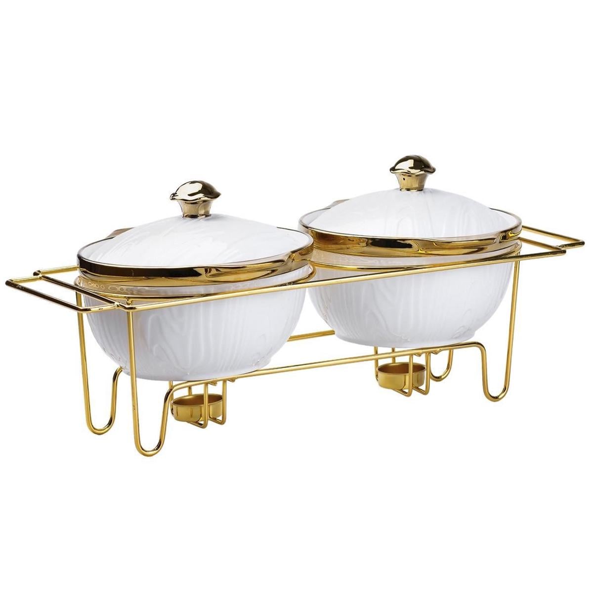 Мармитница керамическая на 2 секции по 1 л Золотой (HP1039)