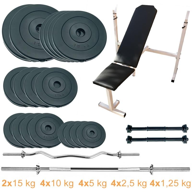 Скамейка для жима с набором штанг и гантелей Newt ProGym Set Pro 120 кг (NE-SKM-PL-SET-120) - фото 7