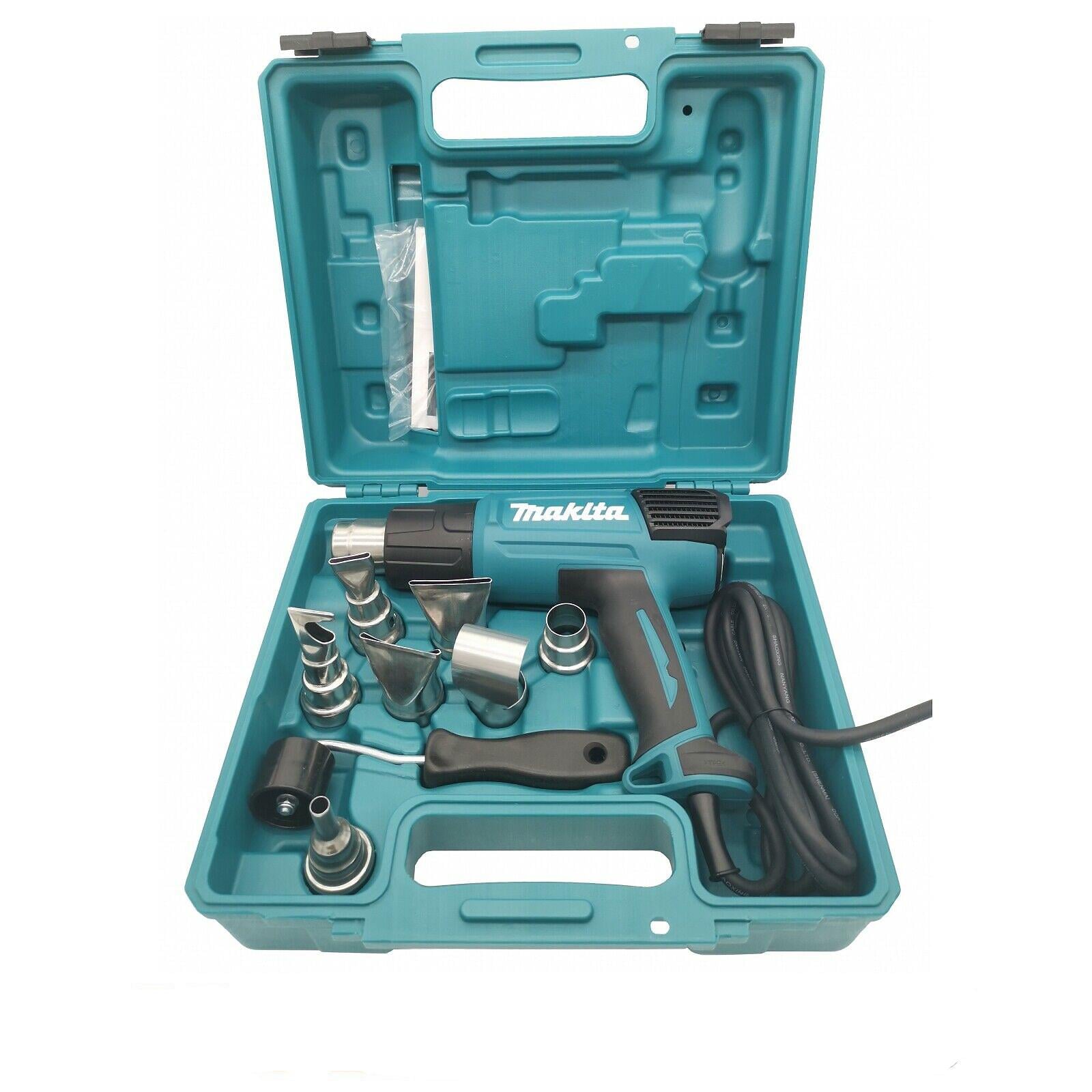 Строительный фен Makita HG6531CK (2000Вт, 40 мм) термовоздуходувка с электронным регулятором температуры + 8 насадок (4572)