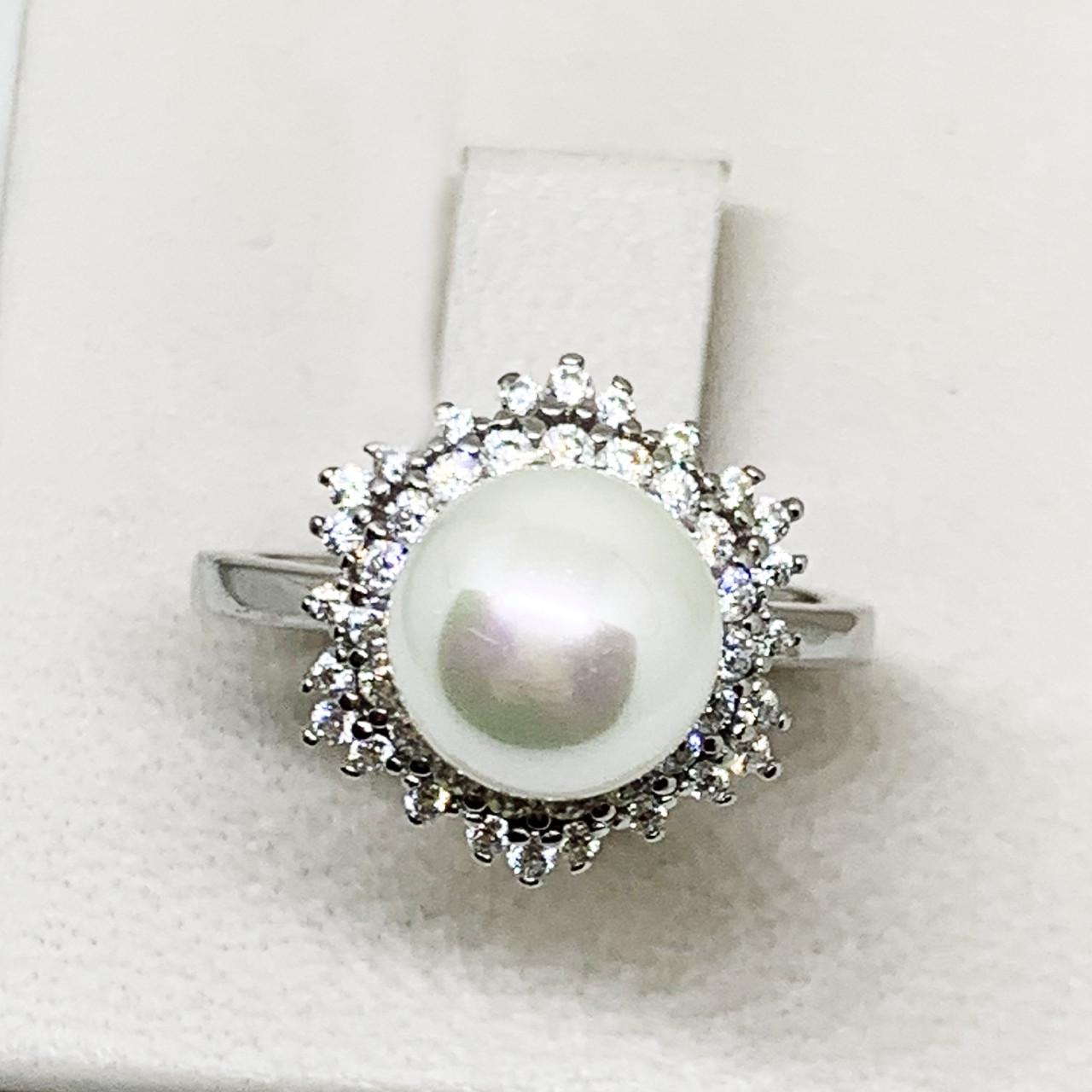 Кольцо серебряное с жемчугом и кубическим цирконием 4,02 г р. 17,5 (1687755366)