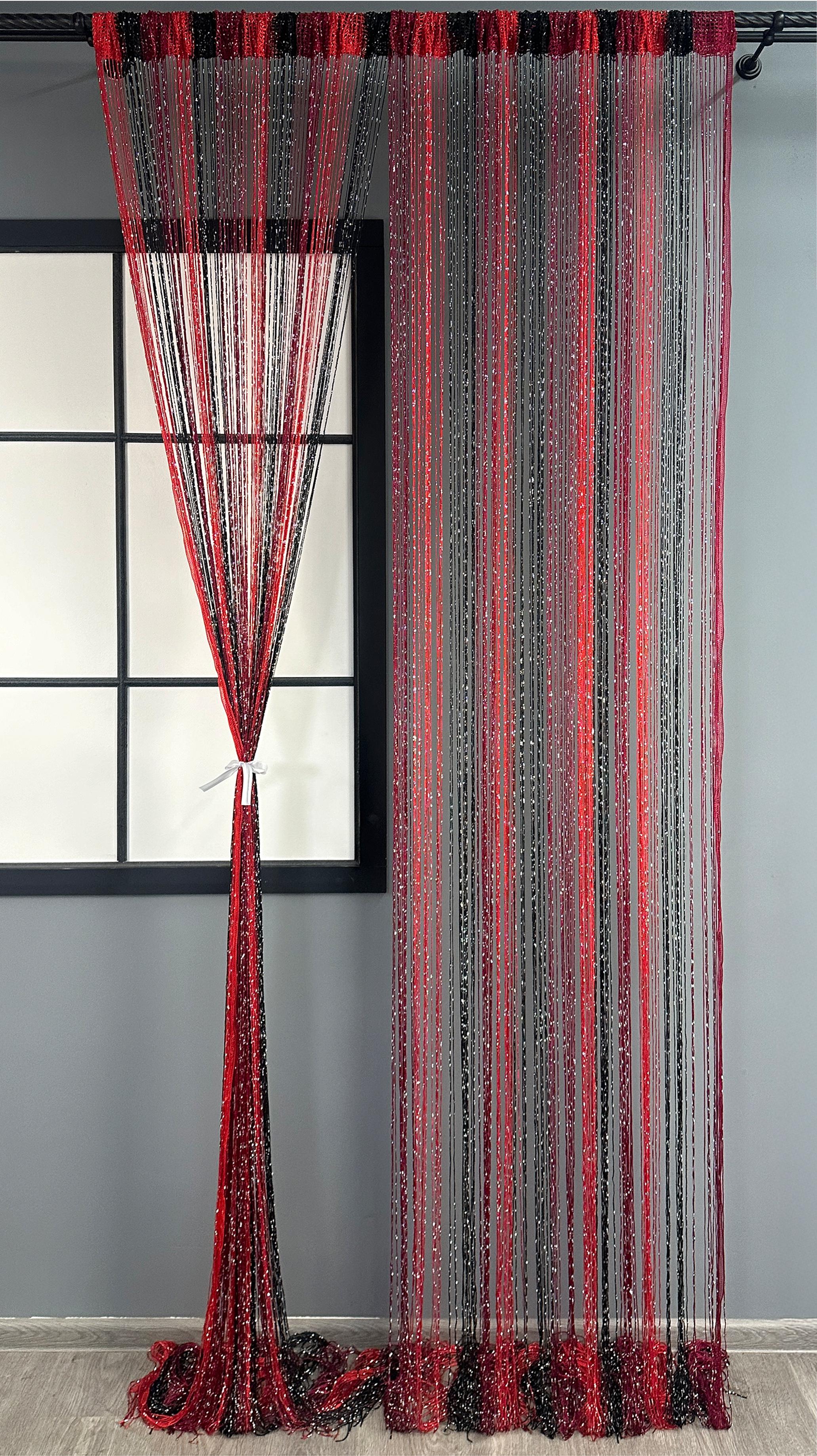 Штори-нитки з люрексом 300х300 см Червоний/Чорний/Бордовий (61-108) - фото 1