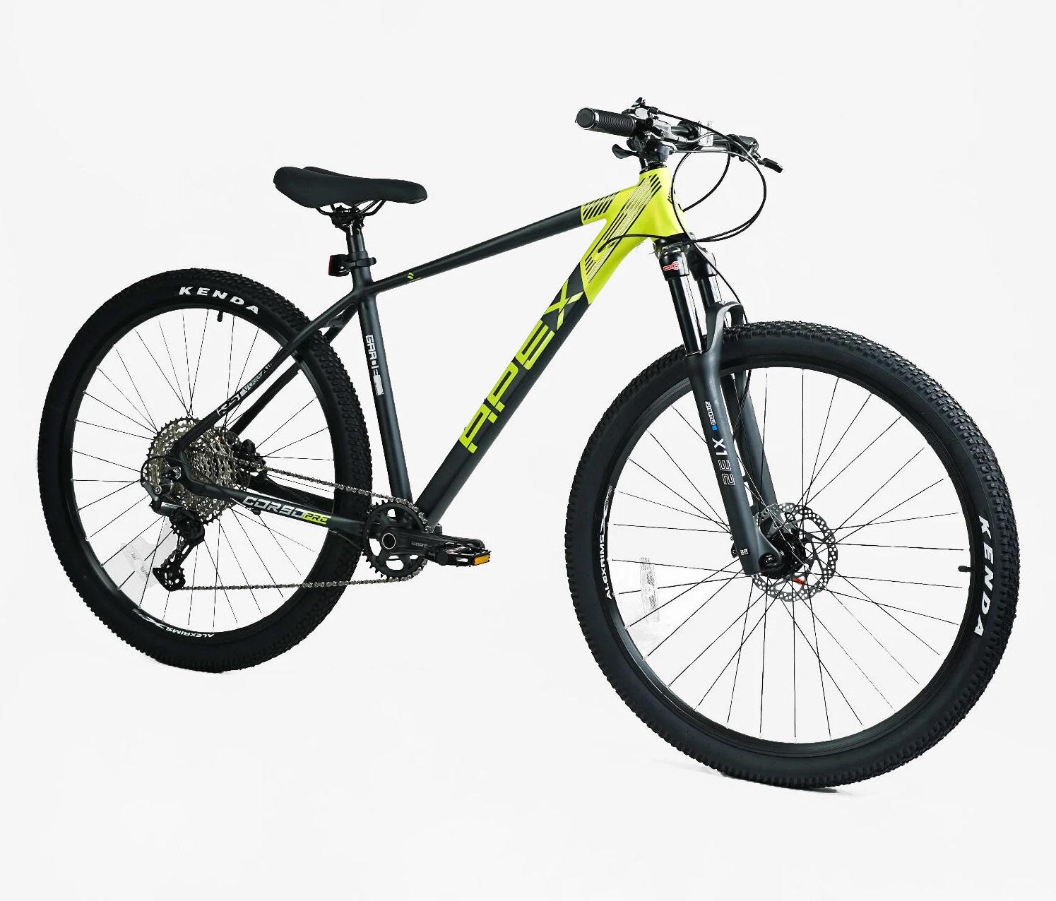 Велосипед спортивный Corso APEX 29" рама алюминиевая 19" оборудование Shimano Deore 12 скоростей собран на 75% Black/Yellow (154711) - фото 9