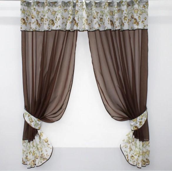 Шторки с ламбрекеном на кухню/балкон 290х170 см Венге (085к)