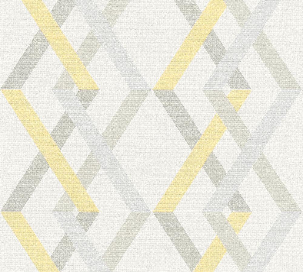 Обои виноловые на флизелиновой основе A.S.Creation Linen Style 36759-2 Серый/Желтый