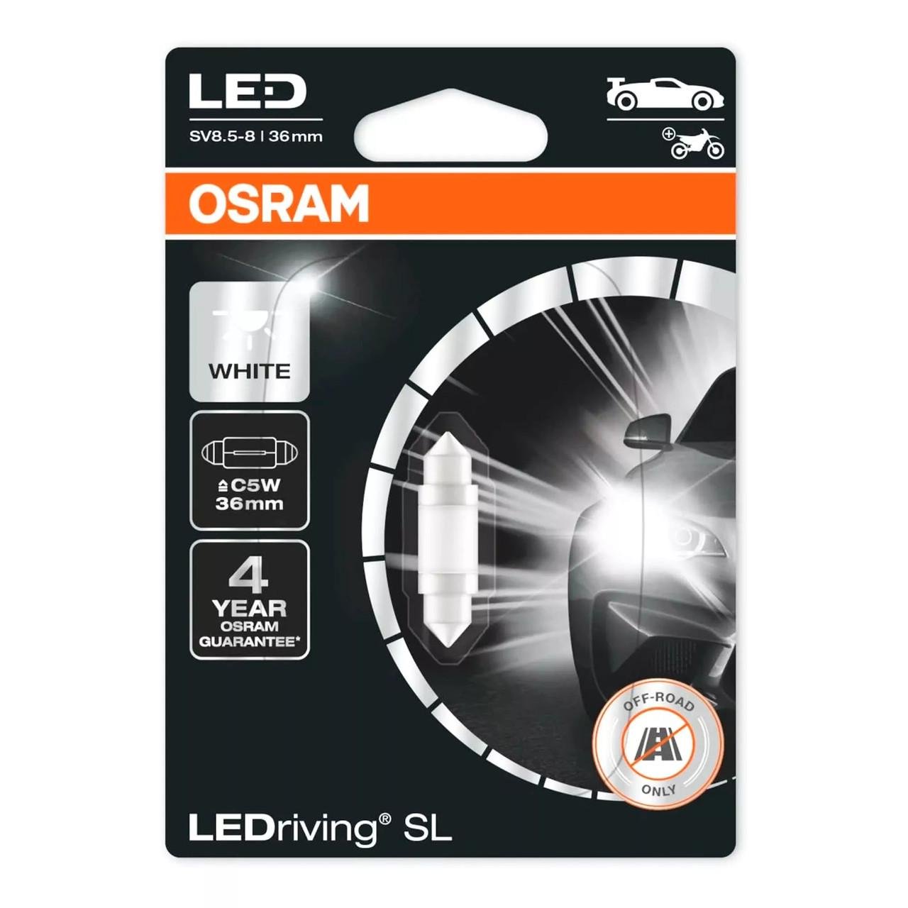 Автолампа C5W Ledriving LED 12V 0,6W SV8,5-8 блістер (6418DWP-01B)