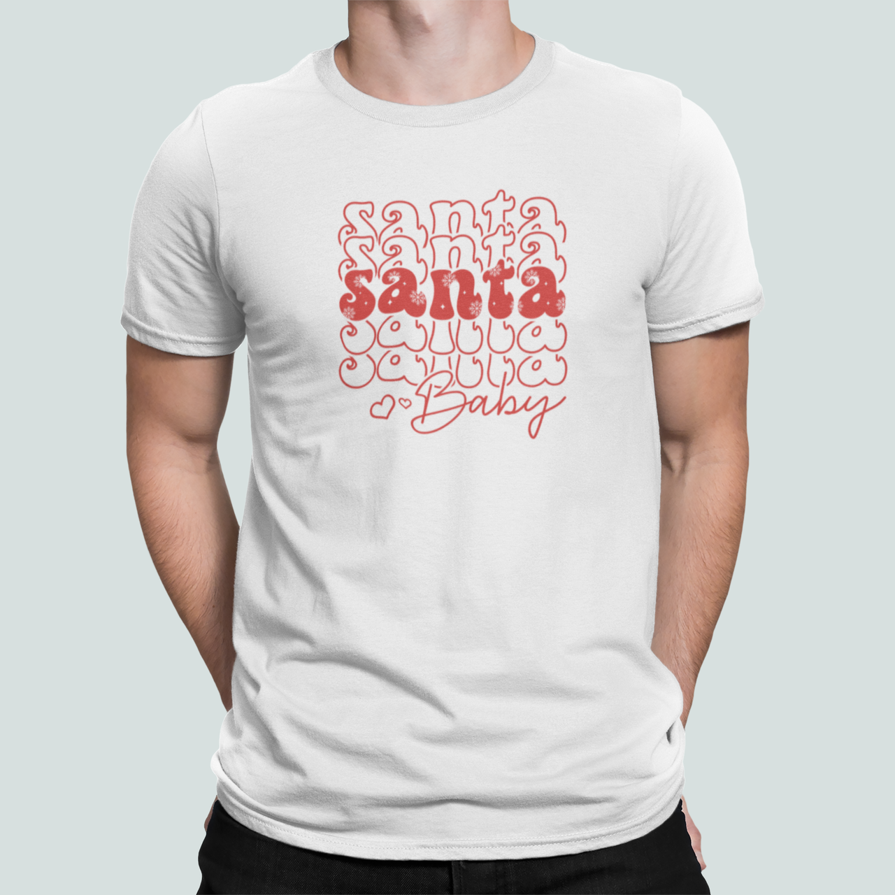 Футболка мужская новогодняя Stedman с принтом "Santa baby" XXXL Белый (НГ195-12)