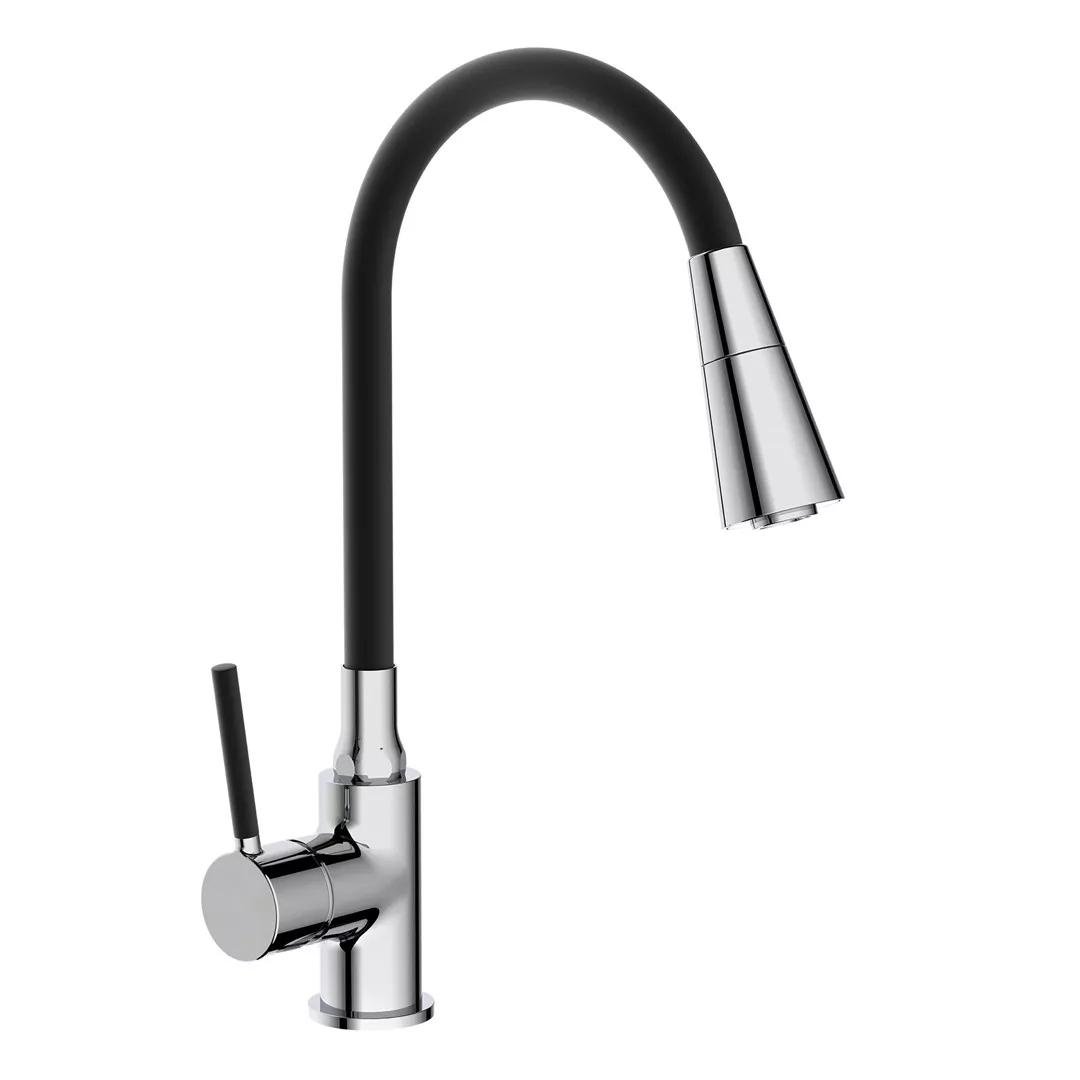 Смеситель для кухни Frap F4044 с гибким изливом Черный (126332)