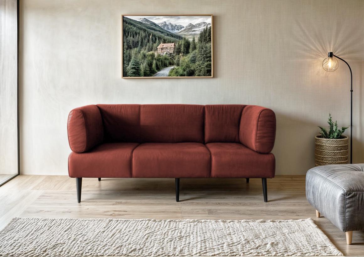 Диван с подлокотниками Tobi Sho Бенно-1 офисный с конусной ногой 2000х720х750 мм велюр Emilia 75 Dusty Rose