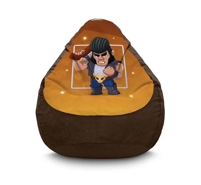 Кресло мешок iPuff Brawl Stars Bull Флок XL 80x110 см Коричневый
