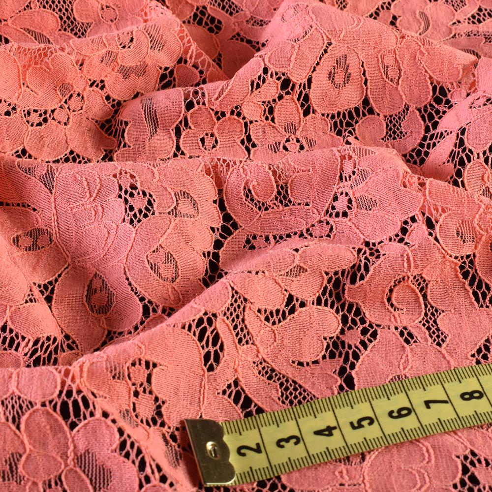 Тканина мереживне полотно стрейч в'юнкі троянди ширина 145 см Рожевий (11140.053) - фото 2