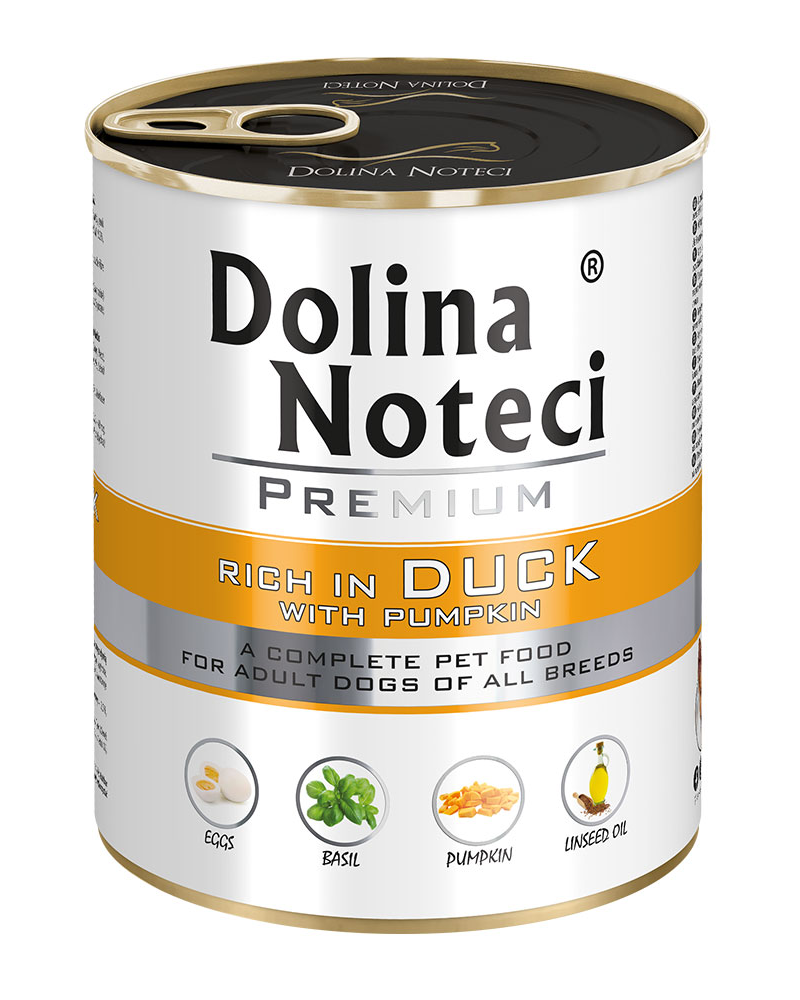 Корм консервований Dolina Noteci Premium для собак з качкою та гарбузом 800 г (23707686)