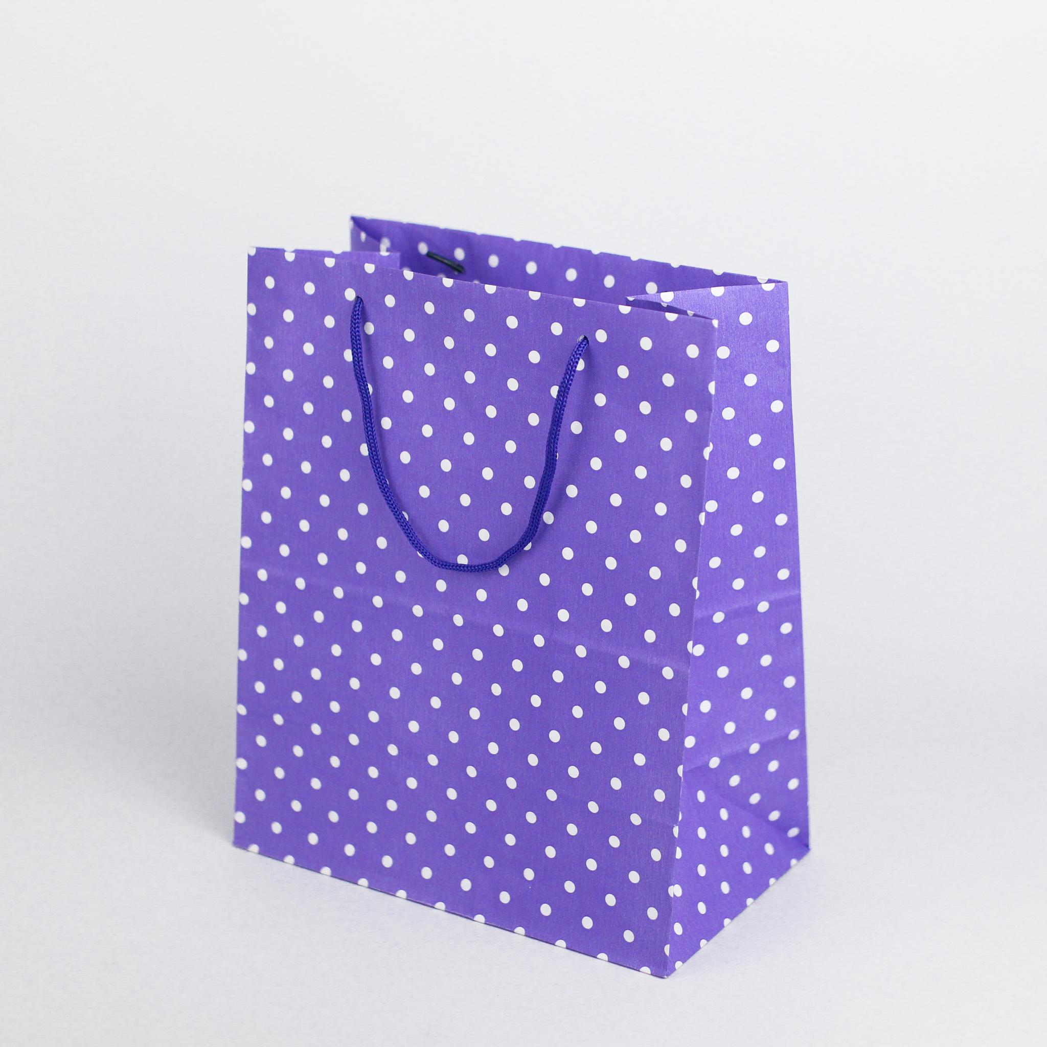 Пакет в горошек Люкс подарочный с ручками 20 шт. 260х150х320 мм Фиолетовый - фото 1 Пакет в горошек Люкс подарочный с ручками 20 шт. 260х150х320 мм Фиолетовый - фото 1