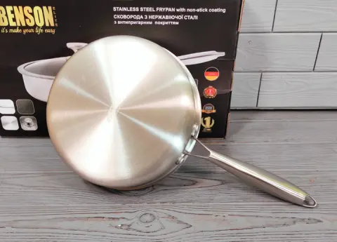 Cковорода глибока Benson із нержавіючої сталі 24 см (BN-586) - фото 5 Cковорода глибока Benson із нержавіючої сталі 24 см (BN-586) - фото 5