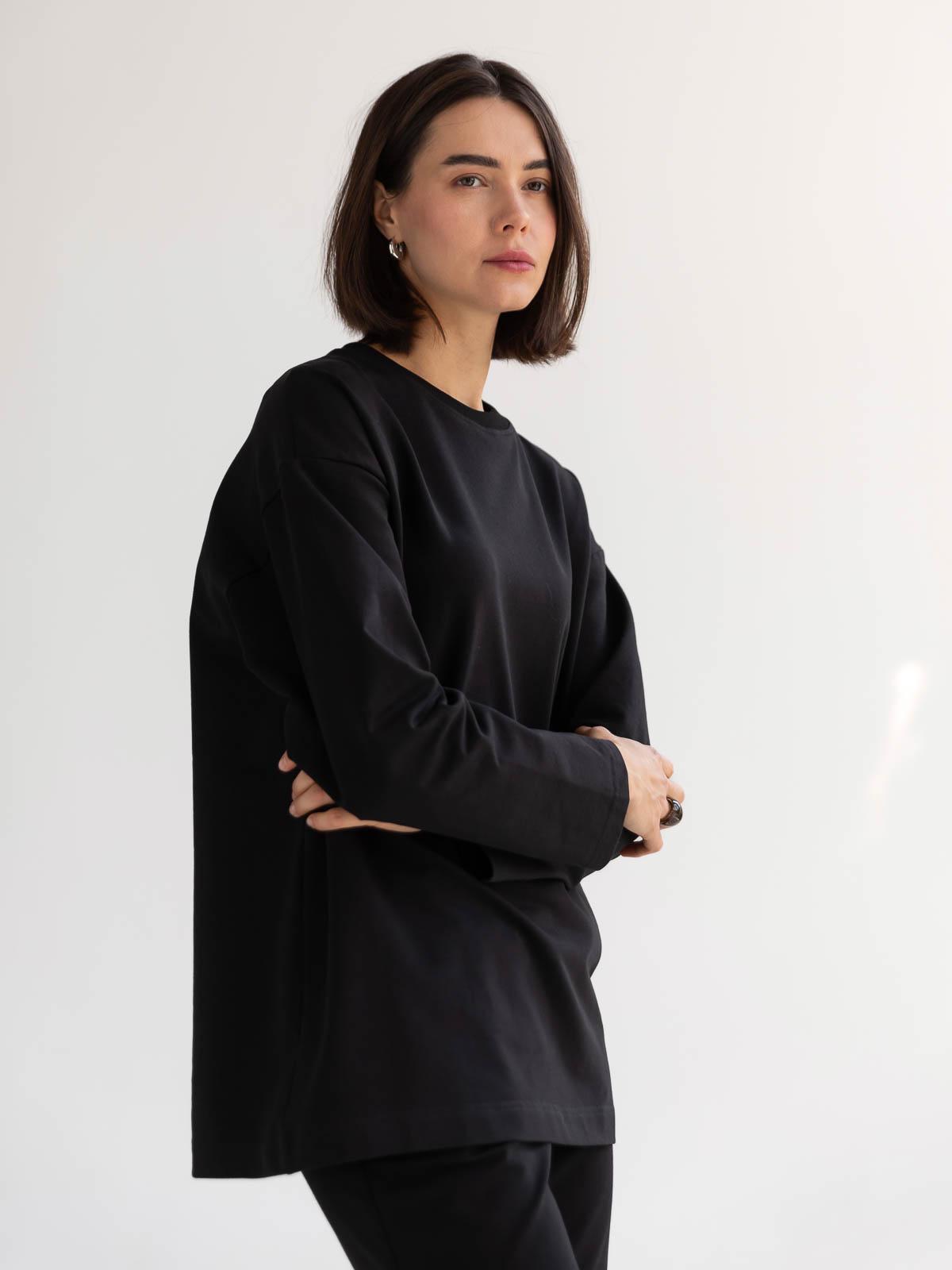 Лонгслів жіночий базовий oversize FROMUS M/L Чорний (2638-2) - фото 5 Лонгслів жіночий базовий oversize FROMUS M/L Чорний (2638-2) - фото 5