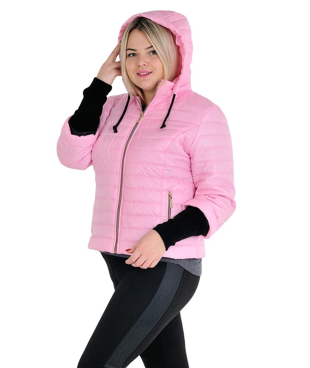 Куртка женская с довязкой на рукавах р. 54 Розовый (№3508-мк) - фото 2 Куртка женская с довязкой на рукавах р. 54 Розовый (№3508-мк) - фото 2