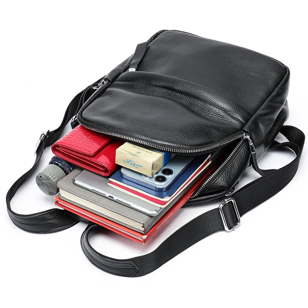 Рюкзак жіночий Lorian з натуральної шкіри з зовнішнім карманом на молнії Чорний (LR 25BG8122-black) - фото 5 Рюкзак жіночий Lorian з натуральної шкіри з зовнішнім карманом на молнії Чорний (LR 25BG8122-black) - фото 5